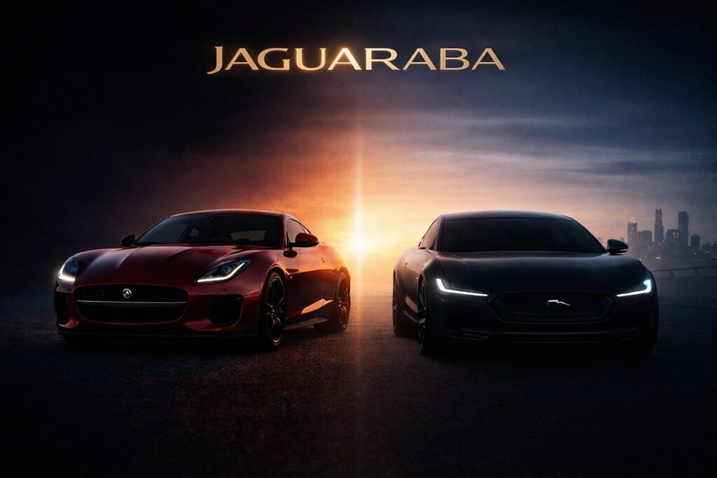 Jaguar 2024 konsepti, F-Type ve elektrikli Jaguar modelinin karşılaştırmalı görünümü